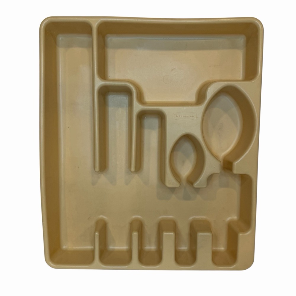 VTG Rubbermaid Flatware Silverware Organizer‎ Tray Almond Beige Sand Drawer